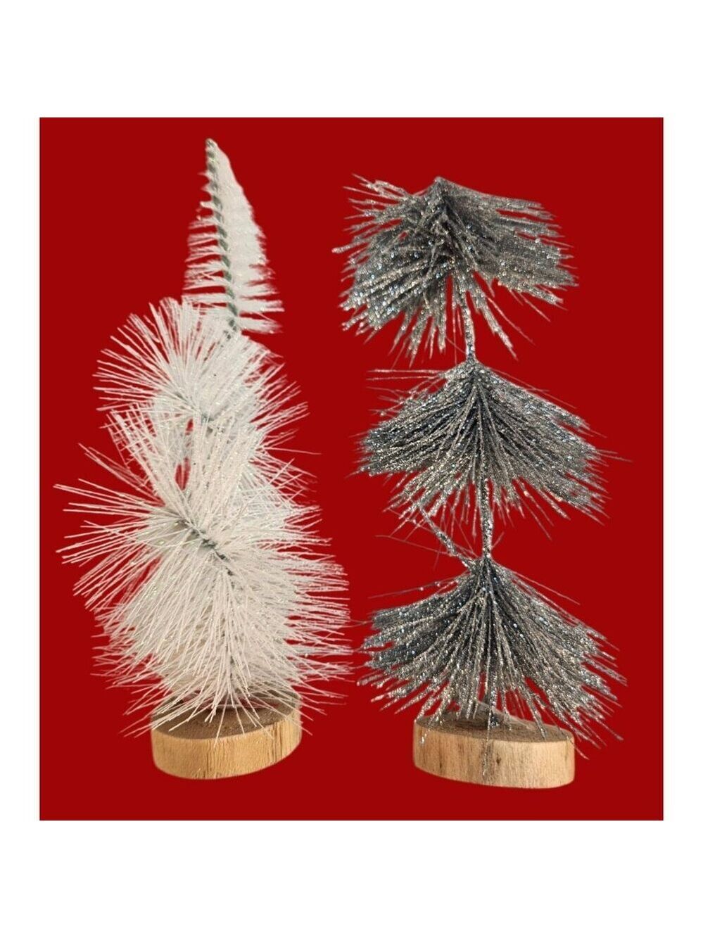 Glitter Bottle Brush Christmas Tree Set 3 Pcs 6 9 Inch - Picture 5 of 10